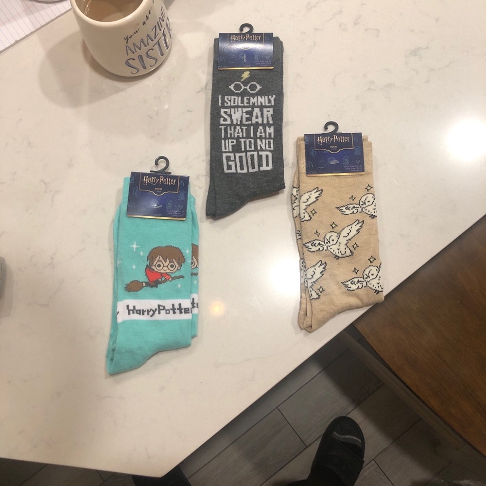 Harry Potter Themed Socks Set - Gray, Tan, Blue